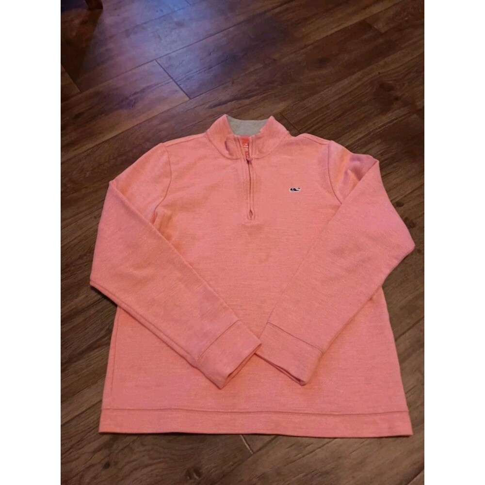 Vineyard Vines Performance 1/4 Zip Long Sleeve Pink Rose Youth Boys Shirt Sz M
